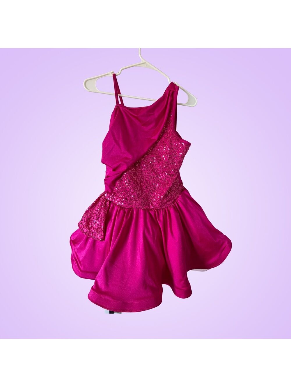 Weissman Hot Pink Sequin One Shoulder Dance Dress XXL Child